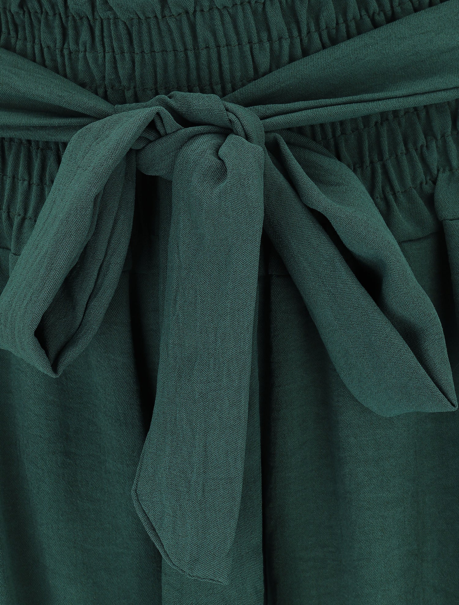Pantalon uni à taille élastiquée - Vert sapin - 3