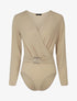 Body à col cache-coeur et ceinture à boucle - Beige - 1
