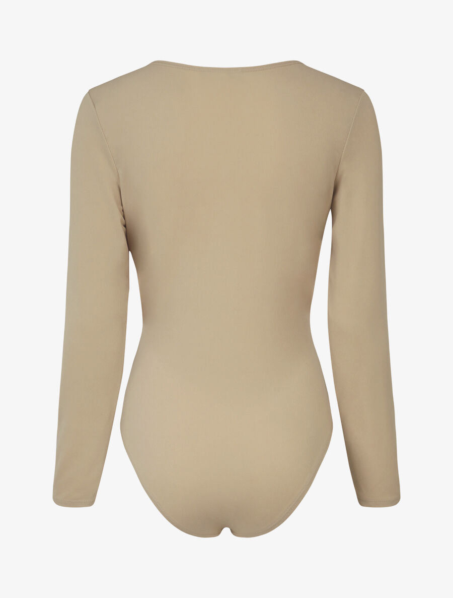 Body à col cache-coeur et ceinture à boucle - Beige - 2
