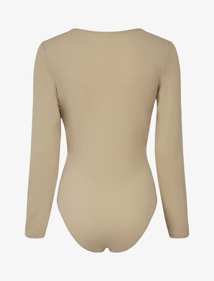 Body à col cache-coeur et ceinture à boucle - Beige - 2