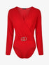 Body à col cache-coeur et ceinture à boucle - Rouge - 1