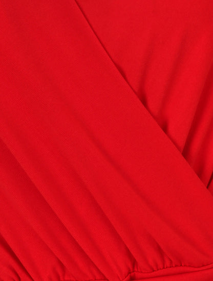 Body à col cache-coeur et ceinture à boucle - Rouge - 3