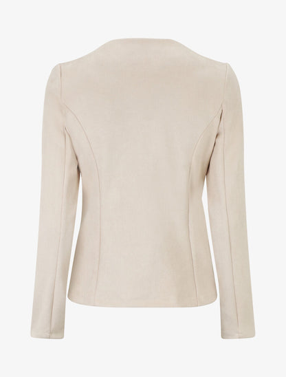 Blazer uni en suédine - Beige - 2