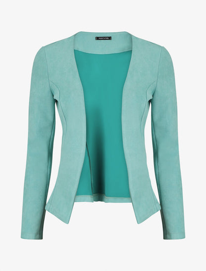 Blazer uni en suédine - Turquoise - 1