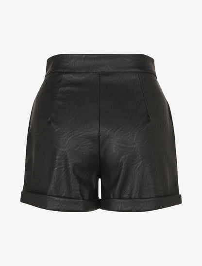 Short en simili à revers - Noir - 2