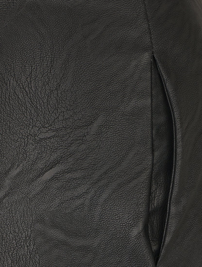 Short en simili à revers - Noir - 3