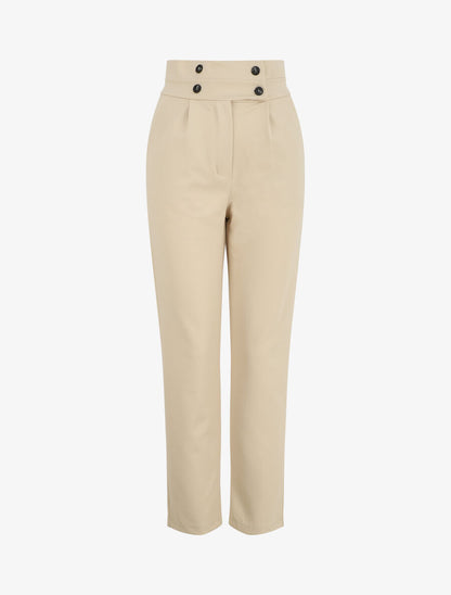 Pantalon fluide uni - Beige - 1