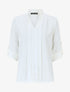 Blouse unie à manches retroussables - Blanc - 1