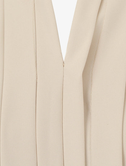 Blouse unie à manches retroussables - Beige - 3
