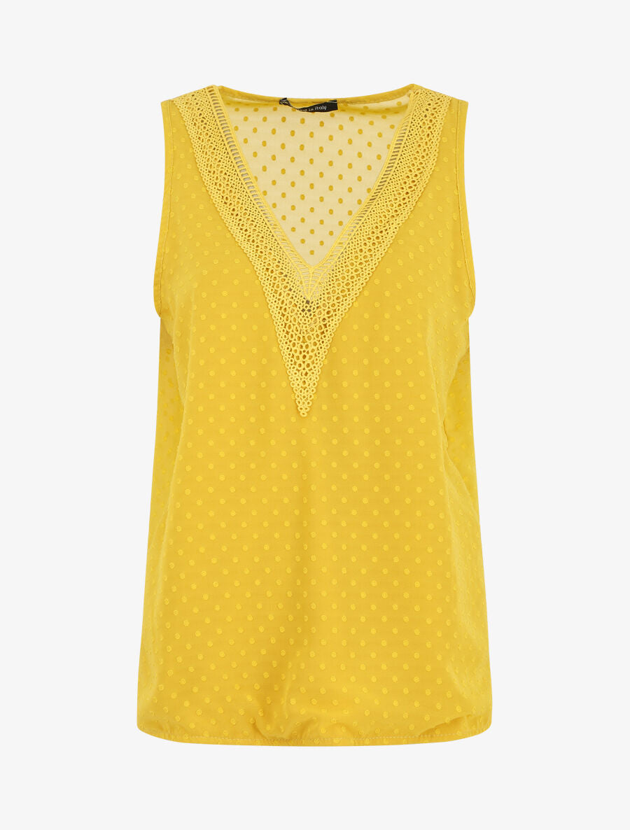 Top uni en voile texturé - Jaune - 5