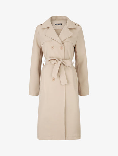 Trench long ceinturé - Beige - 1