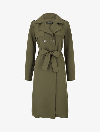 Trench long ceinturé - Kaki - 5