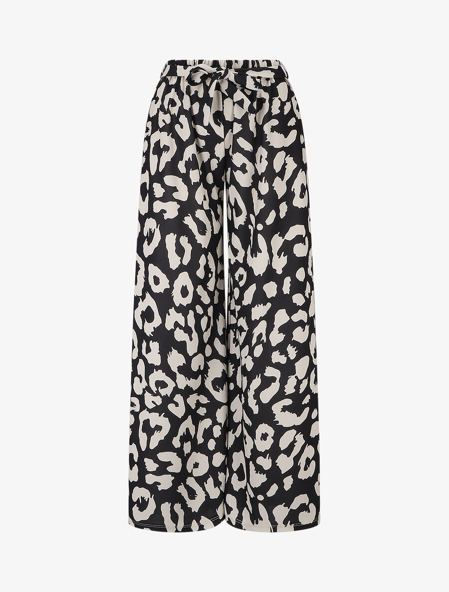 Pantalon ample à imprimé graphique - Noir - 5