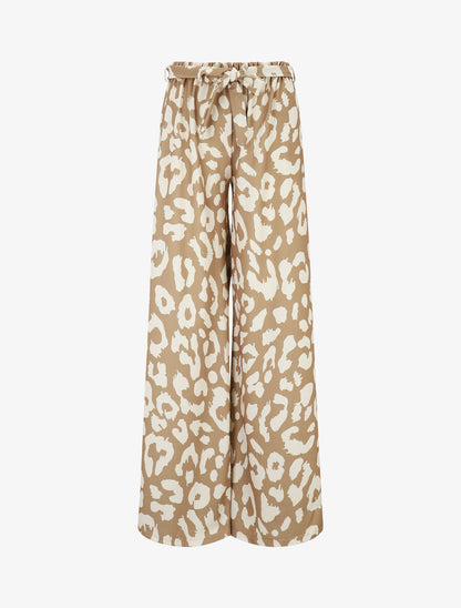 Pantalon ample à imprimé graphique - Camel - 1