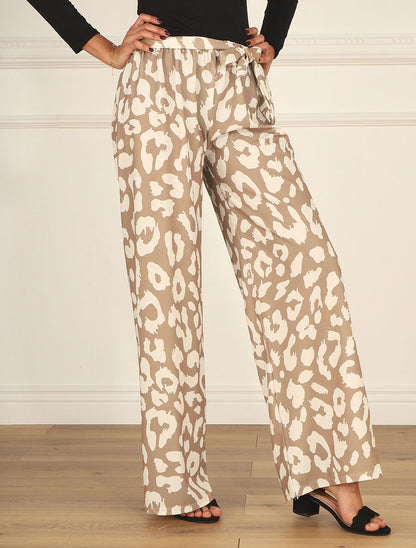 Pantalon ample à imprimé graphique - Camel - 4