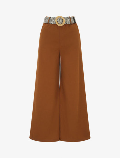 Pantalon long uni fluide - Camel - 5
