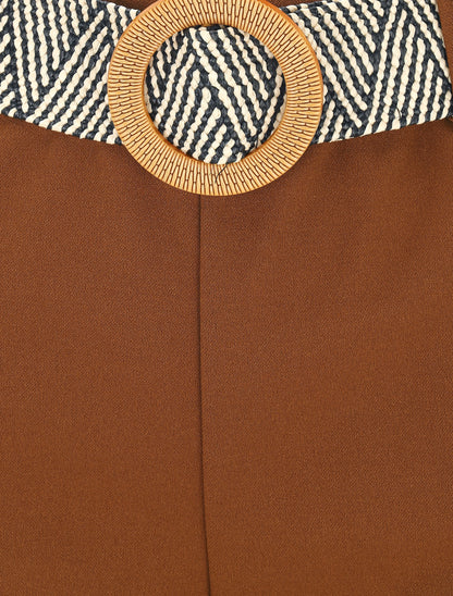 Pantalon long uni fluide - Camel - 3