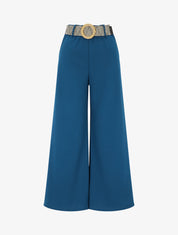 Pantalon long uni fluide - Bleu pétrole - 5