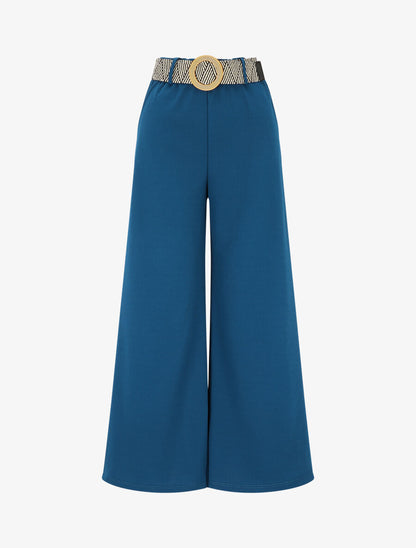 Pantalon long uni fluide - Bleu pétrole - 5