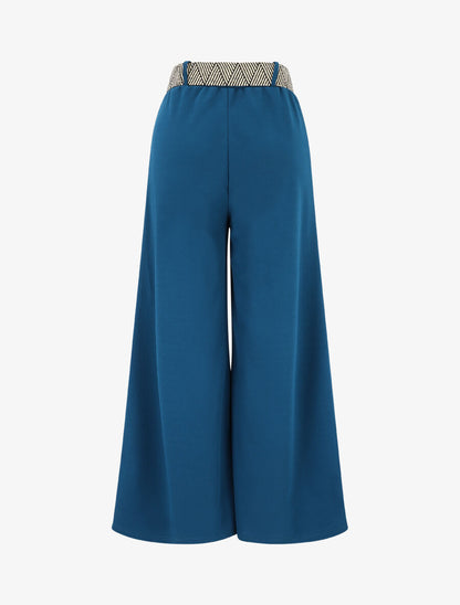 Pantalon long uni fluide - Bleu pétrole - 2
