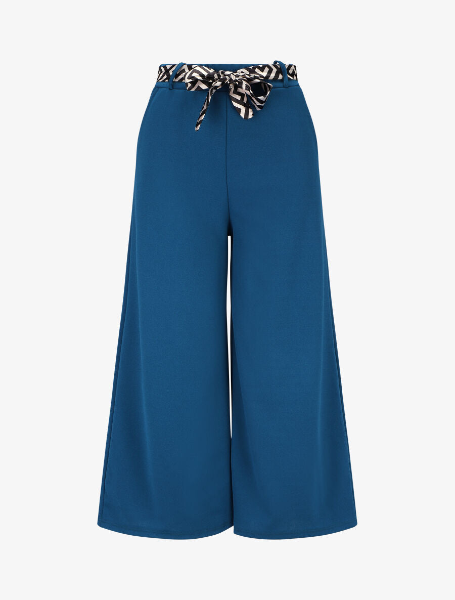 Pantalon ample uni fluide - Bleu canard - 5