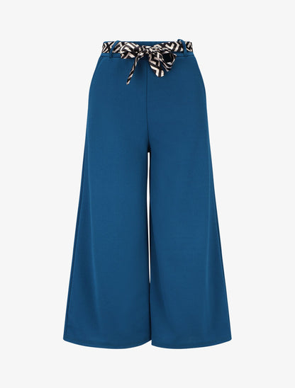 Pantalon ample uni fluide - Bleu canard - 5