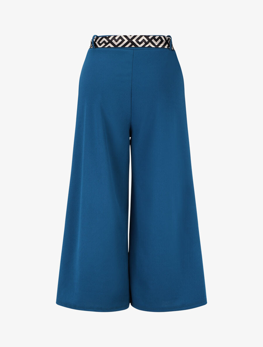 Pantalon ample uni fluide - Bleu canard - 2