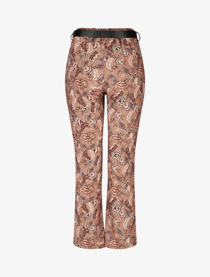 Pantalon droit imprimé foulard - Camel - 2