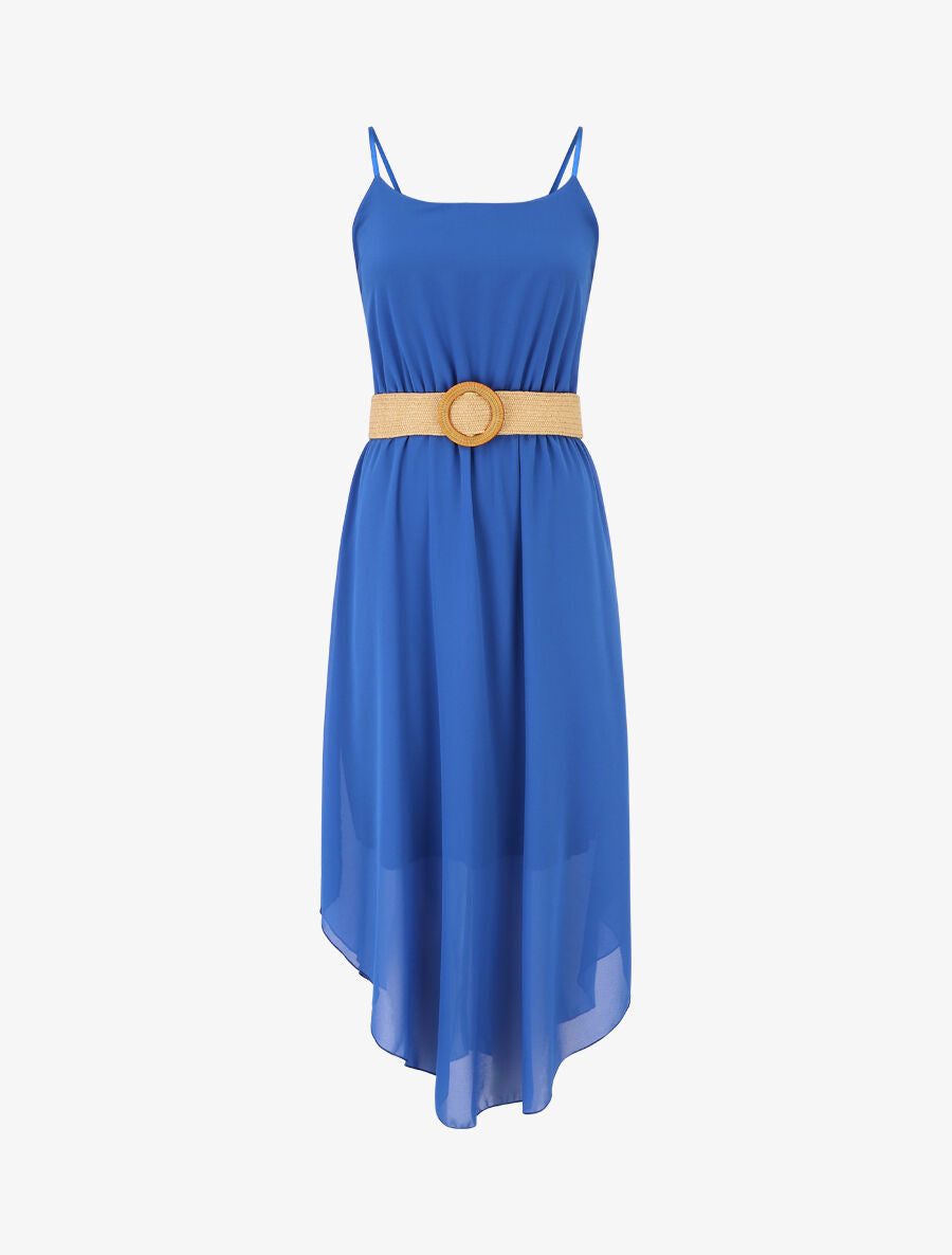 Robe longue unie à taille élastiquée - Bleu roi - 1