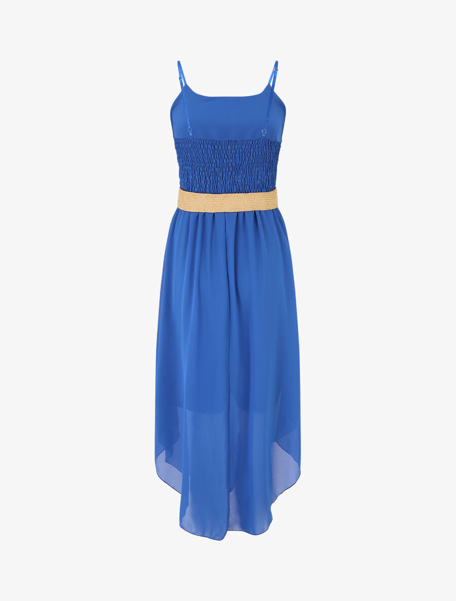 Robe longue unie à taille élastiquée - Bleu roi - 2