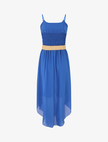 Robe longue unie à taille élastiquée - Bleu roi - 2