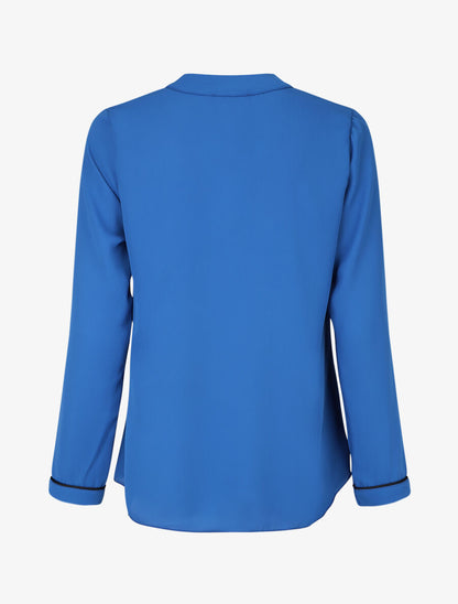 Blouse en voile à col V - Bleu roi - 2