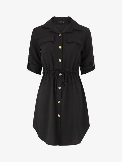Robe chemise unie - Noir - 5