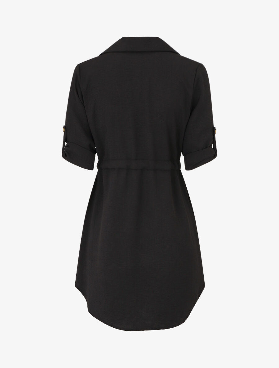 Robe chemise unie - Noir - 2