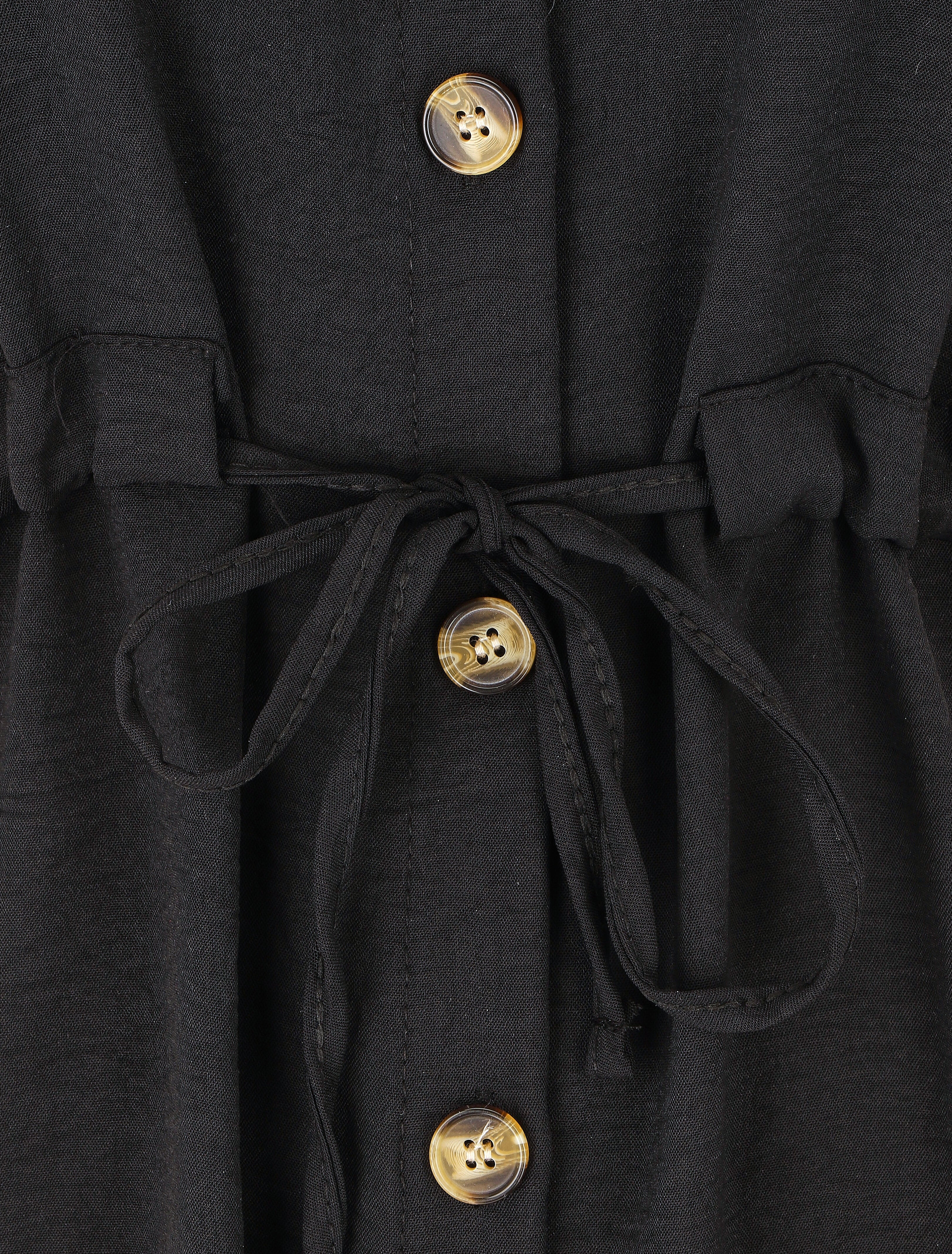 Robe chemise unie - Noir - 3