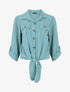 Blouse à nouer et manches retroussables - Vert d&