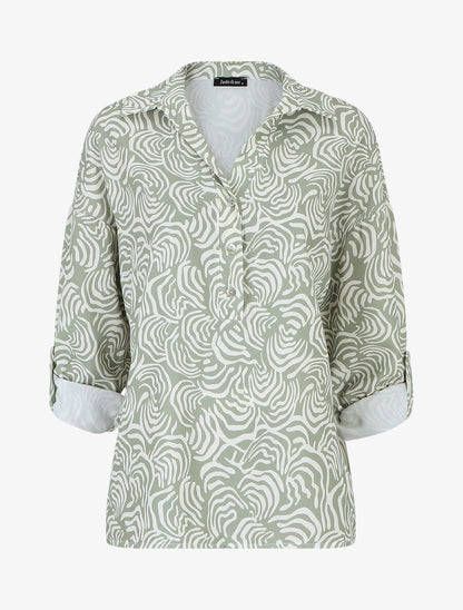 Blouse fluide à imprimé graphique - Vert d&