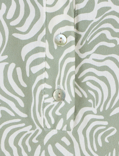 Blouse fluide à imprimé graphique - Vert d&