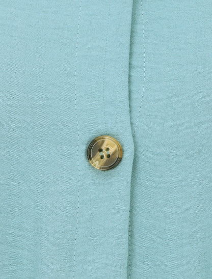 Robe longue fluide à manches courtes - Turquoise - 3