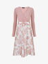 Robe mi-longue bi-matière imprimé grandes fleurs - Rose - 4