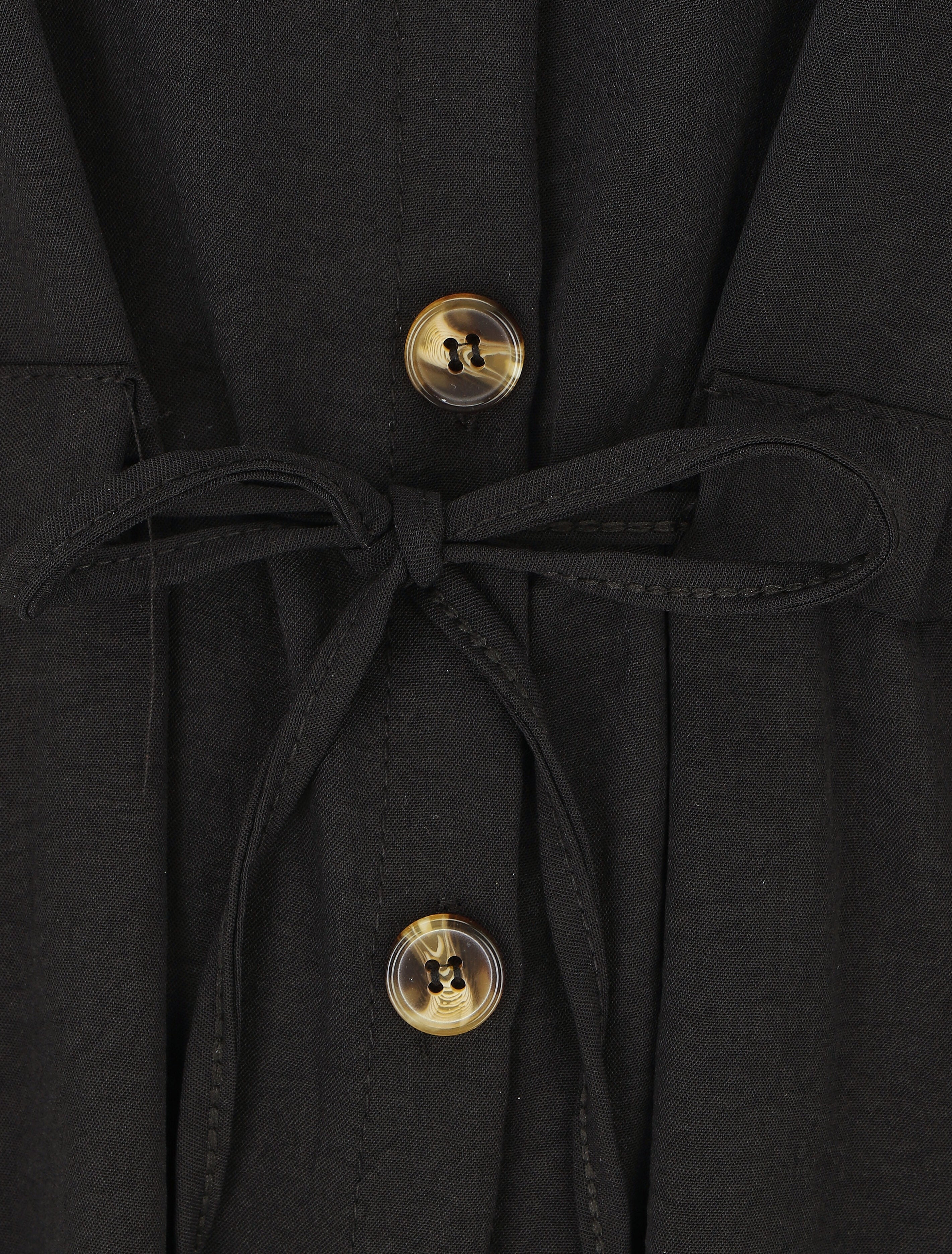 Robe longue fluide boutonnée - Noir - 3