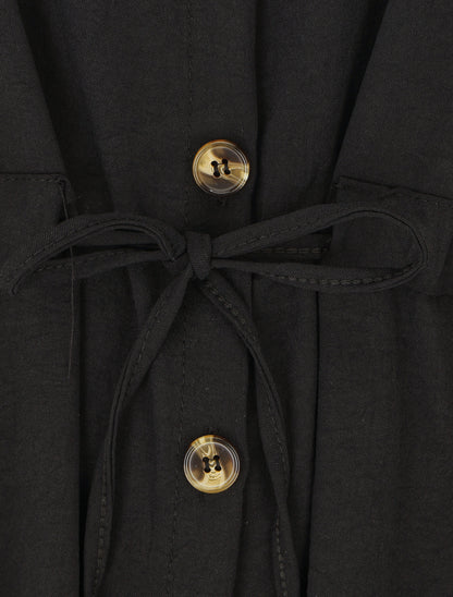 Robe longue fluide boutonnée - Noir - 3