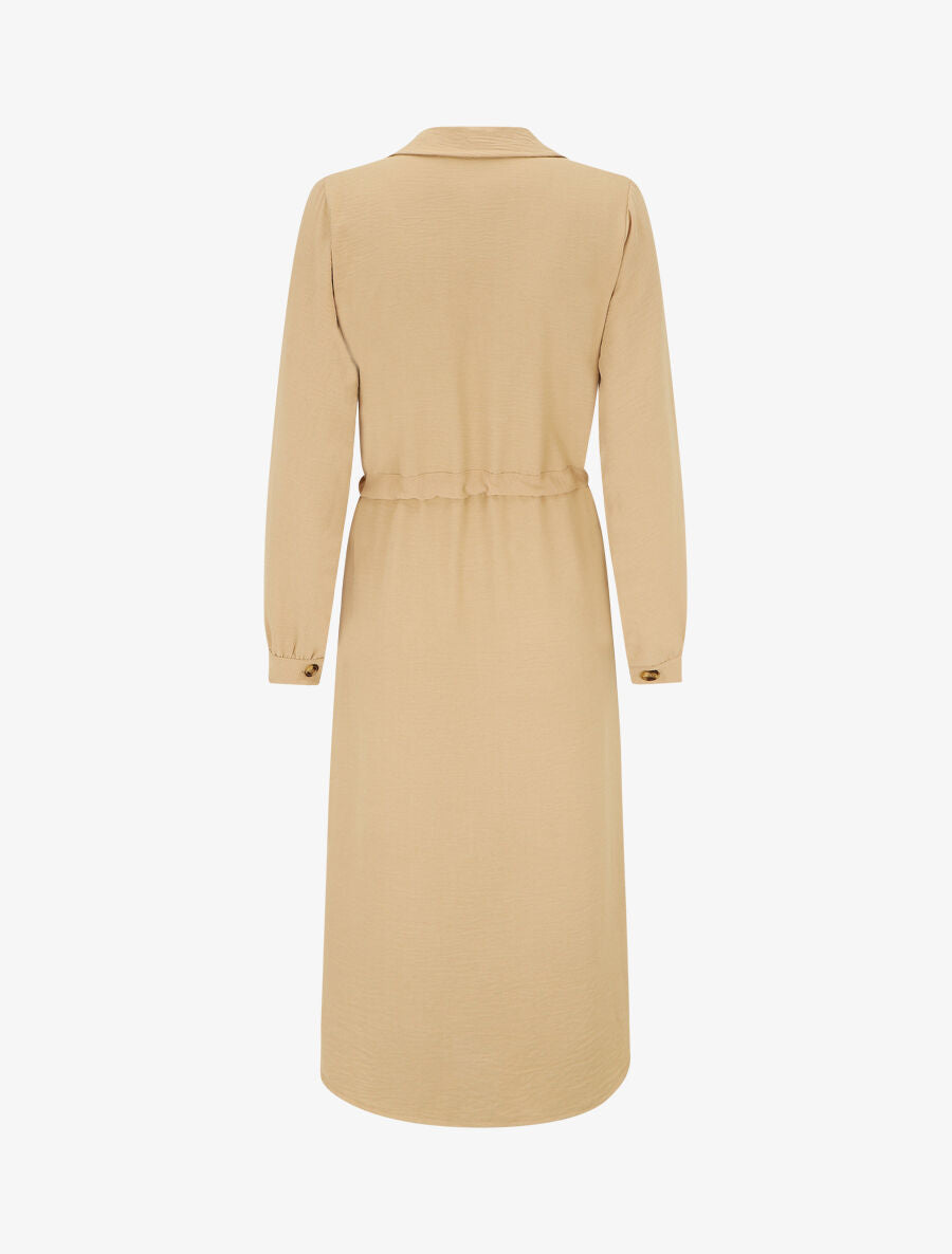 Robe longue fluide boutonnée - Camel - 2