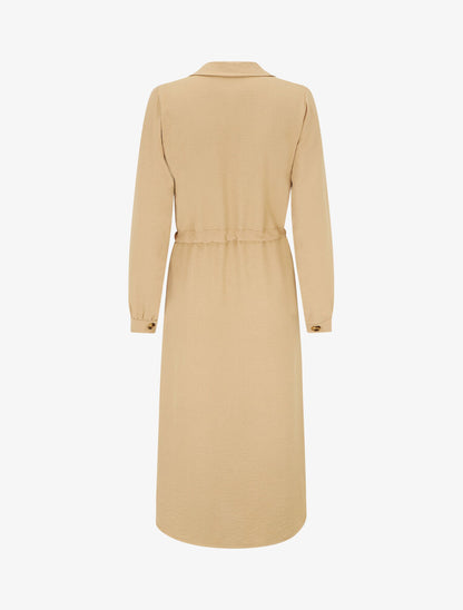 Robe longue fluide boutonnée - Camel - 2
