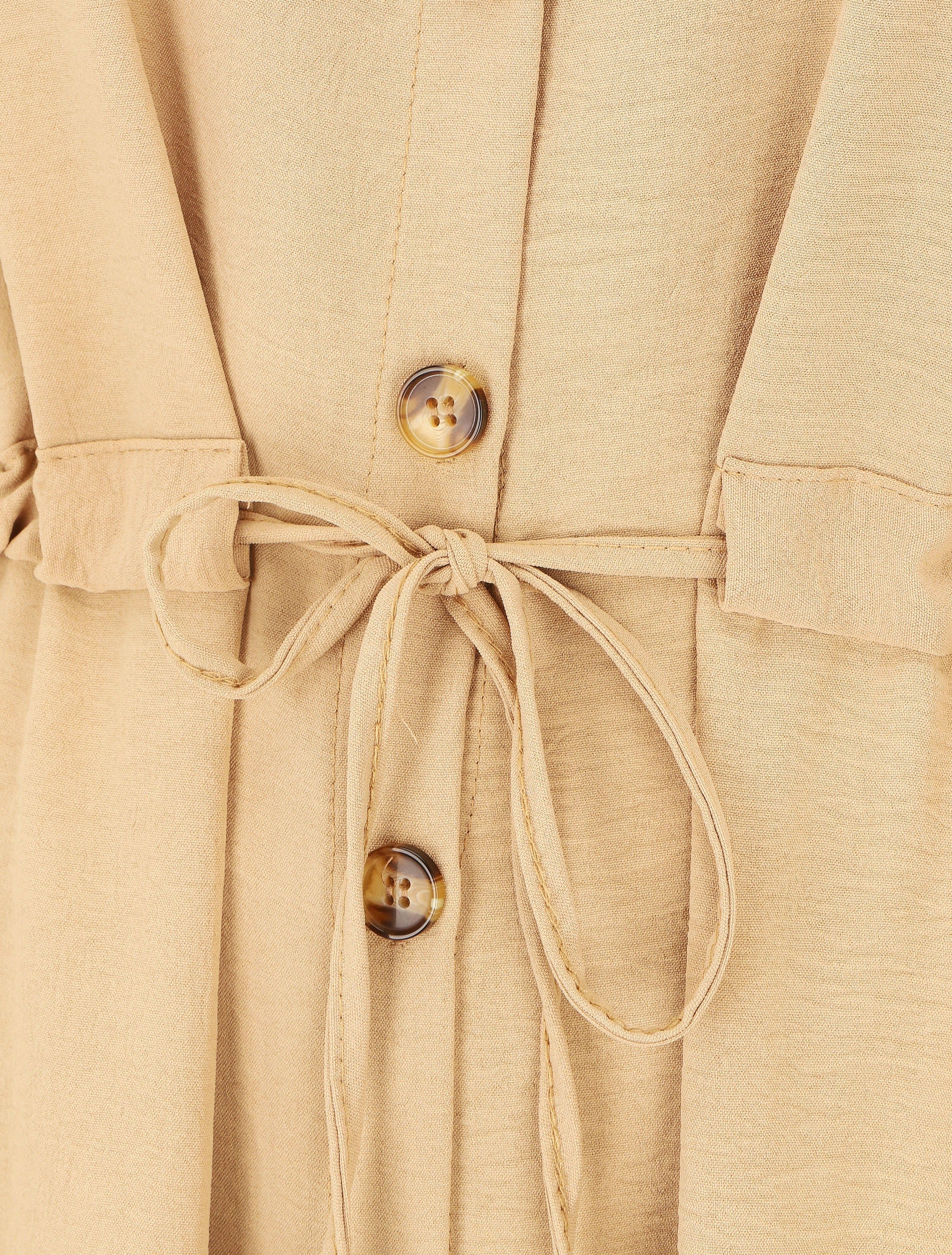 Robe longue fluide boutonnée - Camel - 3