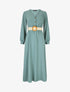 Robe longue évasée unie à manches longues - Bleu clair - 5