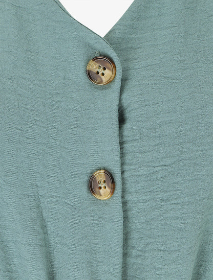Robe longue évasée unie à manches longues - Bleu clair - 3