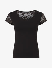 Top uni à dos ajouré en dentelle - Noir - 5