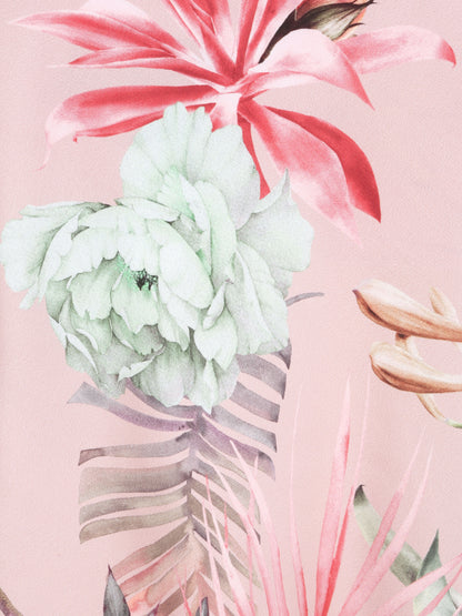 Caraco droit satiné imprimé floral et dos nageur - Rose pâle - 3