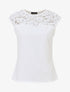 Top uni coupe droite épaules en dentelle - Blanc - 5